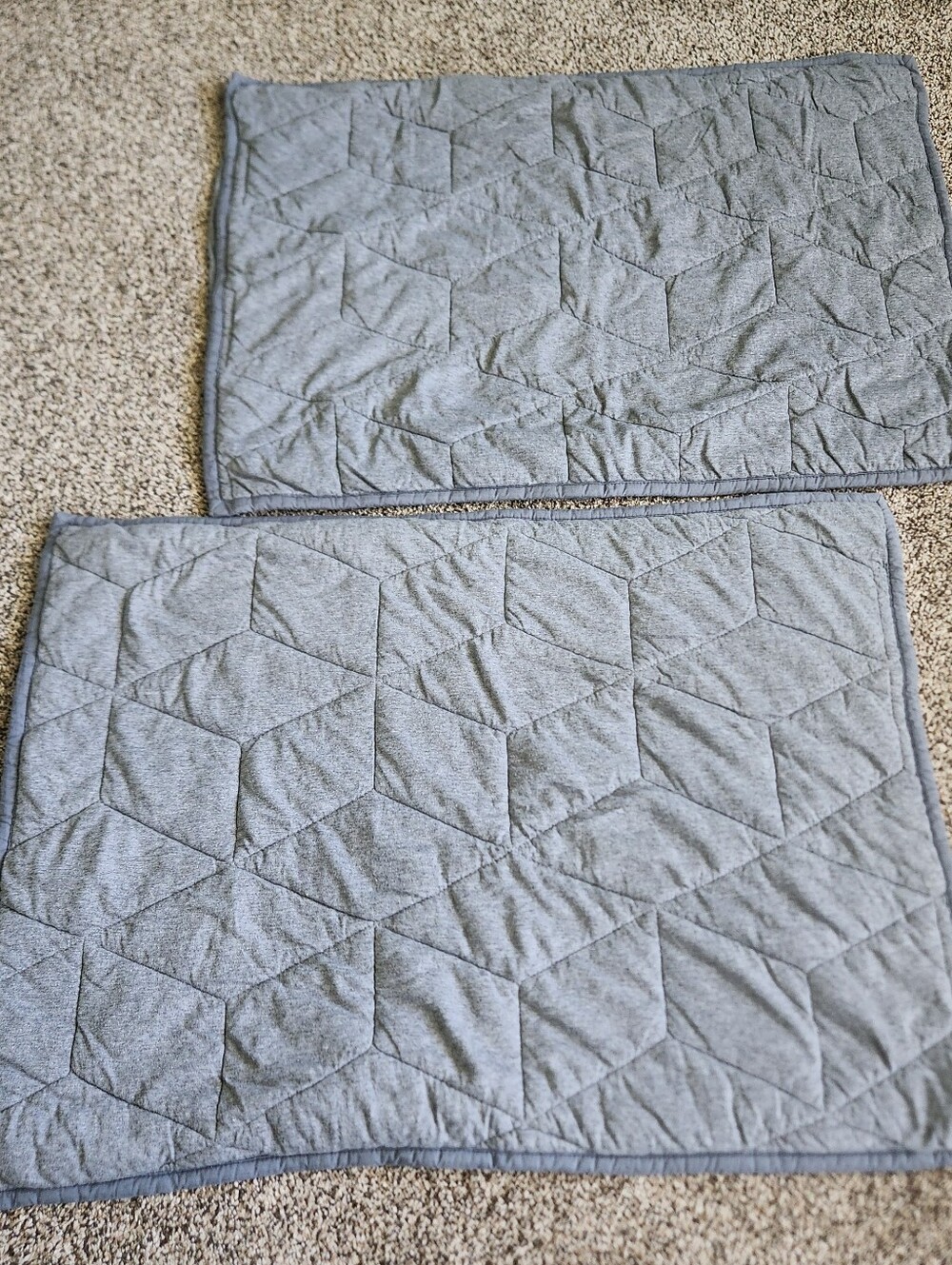 Pottery Barn Kids Set Of 2 Standard Pillow Shams Gray Quilted 100%  Cotton 20x26